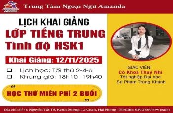 Lịch Khai Giảng Tiếng Trung tháng 12/2025 tại Trung tâm Tiếng Trung Amanda