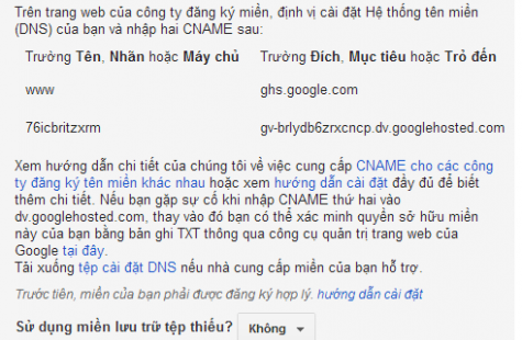 Cách trỏ tên miền Mắt bão vào Blogspot